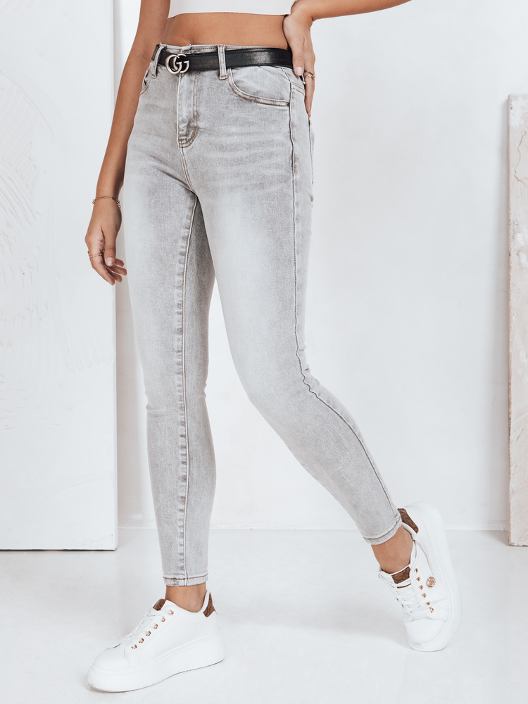 Dámske slim fit džínsy, sivé