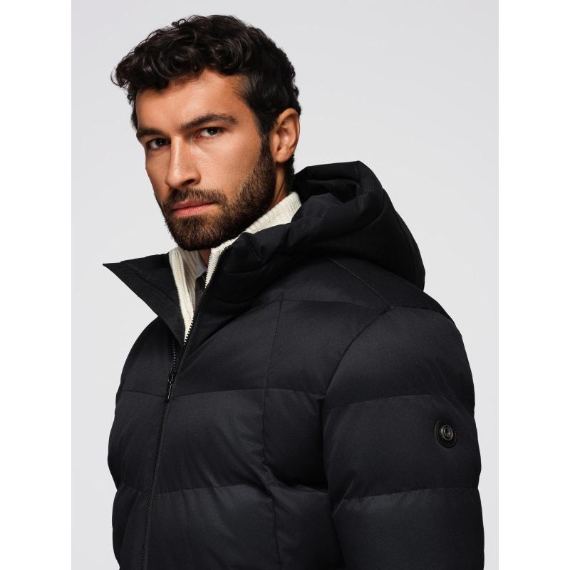 Pánská motorkářská bunda se strukturovaným střihem a stojáčkem – hnědá V2 OM-JANP-0229