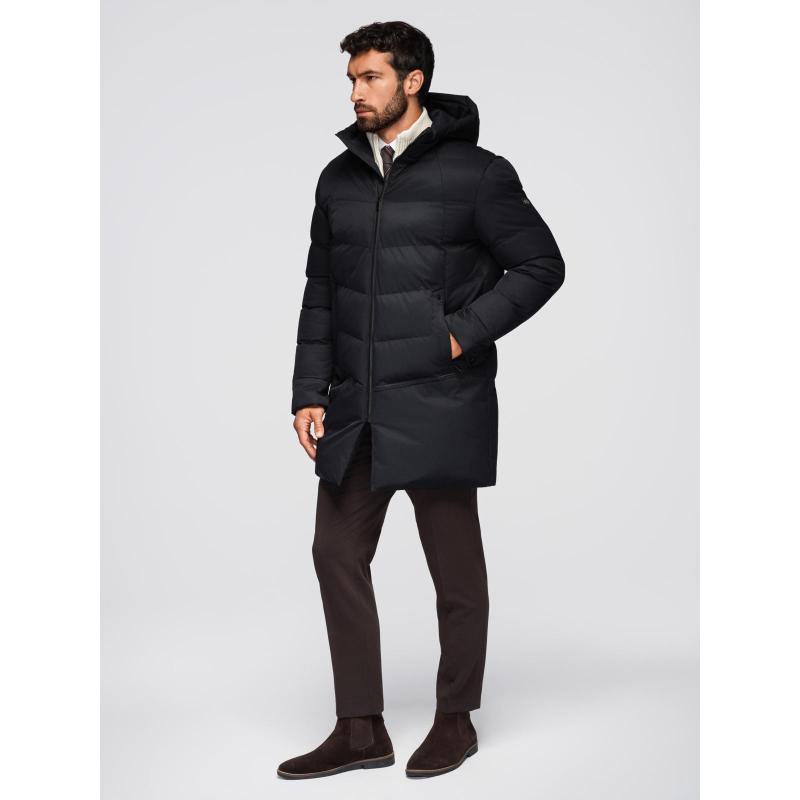 Pánská motorkářská bunda se strukturovaným střihem a stojáčkem – hnědá V2 OM-JANP-0229