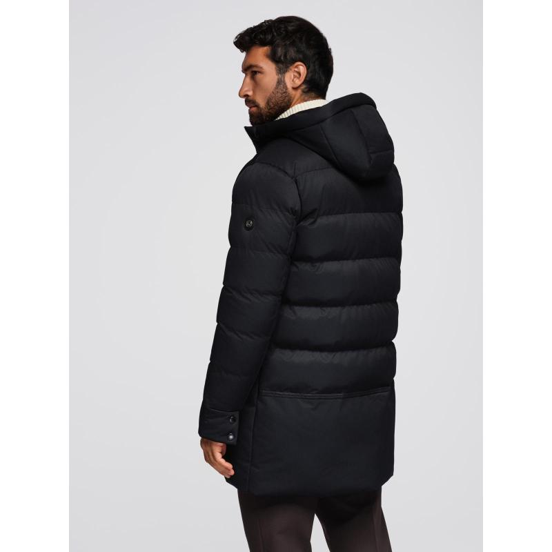 Pánská motorkářská bunda se strukturovaným střihem a stojáčkem – hnědá V2 OM-JANP-0229