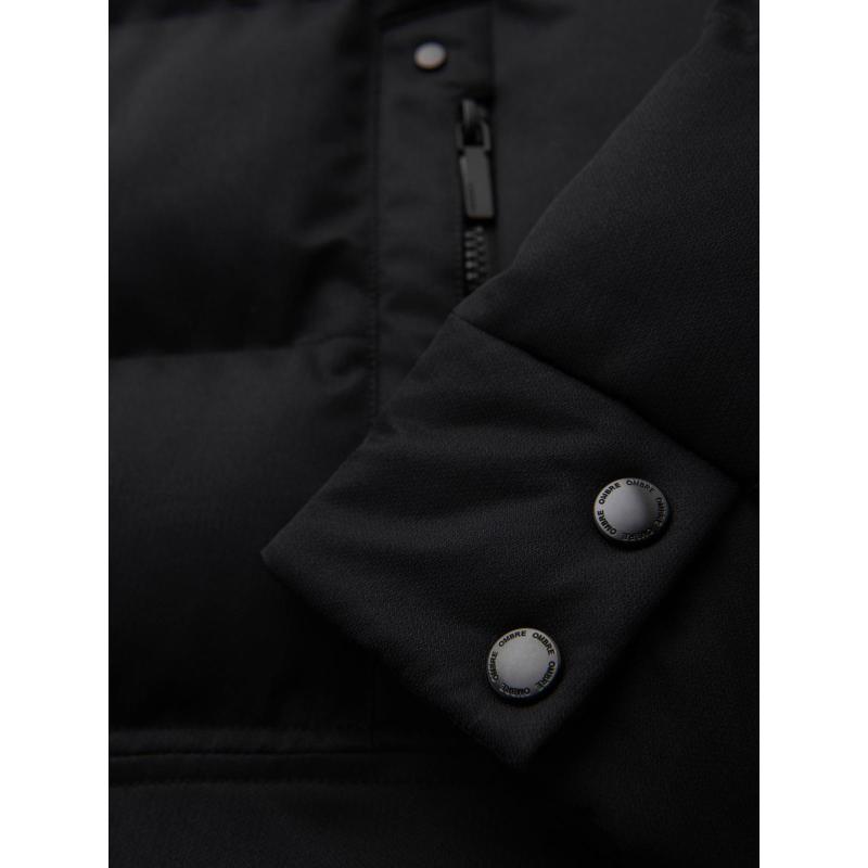 Pánská motorkářská bunda se strukturovaným střihem a stojáčkem – hnědá V2 OM-JANP-0229