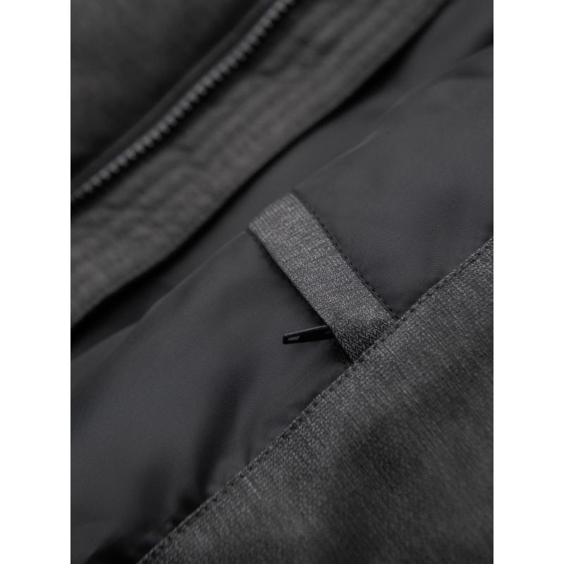 Pánská motorkářská bunda se strukturovaným střihem a stojáčkem – tmavě zelená V3 OM-JANP-0229