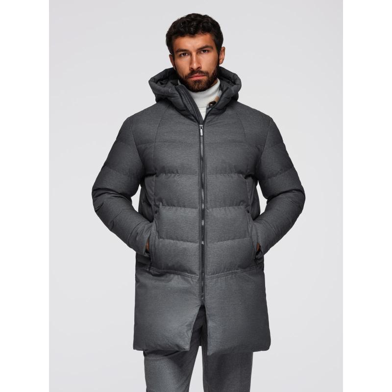 Pánská motorkářská bunda se strukturovaným střihem a stojáčkem – tmavě zelená V3 OM-JANP-0229