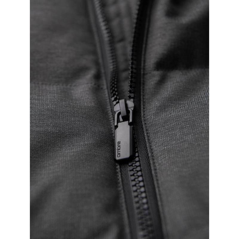 Pánská motorkářská bunda se strukturovaným střihem a stojáčkem – tmavě zelená V3 OM-JANP-0229