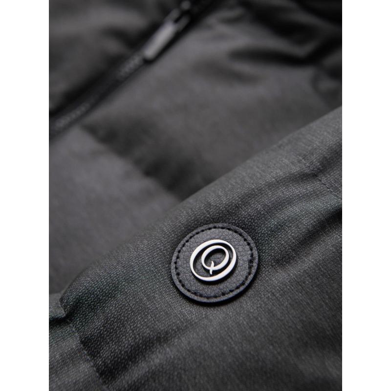 Pánská motorkářská bunda se strukturovaným střihem a stojáčkem – tmavě zelená V3 OM-JANP-0229