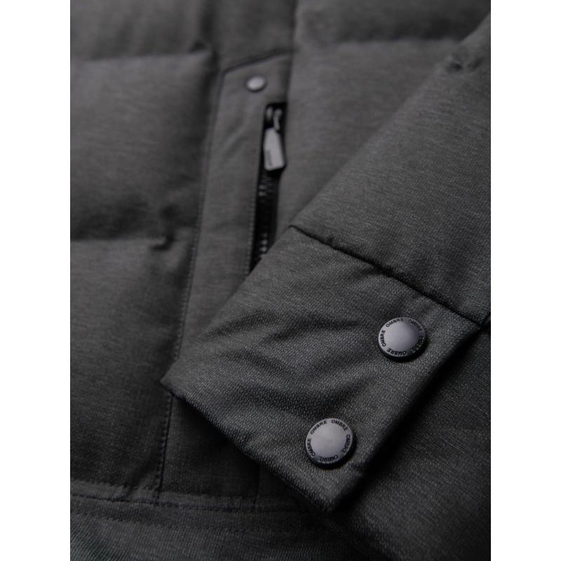 Pánská motorkářská bunda se strukturovaným střihem a stojáčkem – tmavě zelená V3 OM-JANP-0229