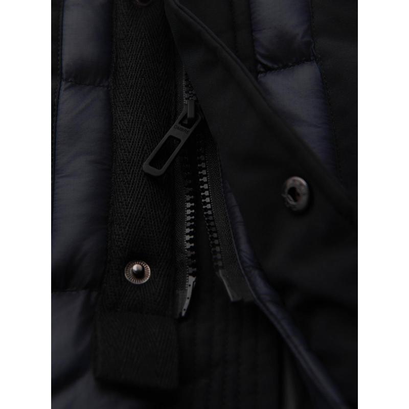 Pánská dlouhá prošívaná bunda s kapucí – černá V1 OM-JALJ-0264