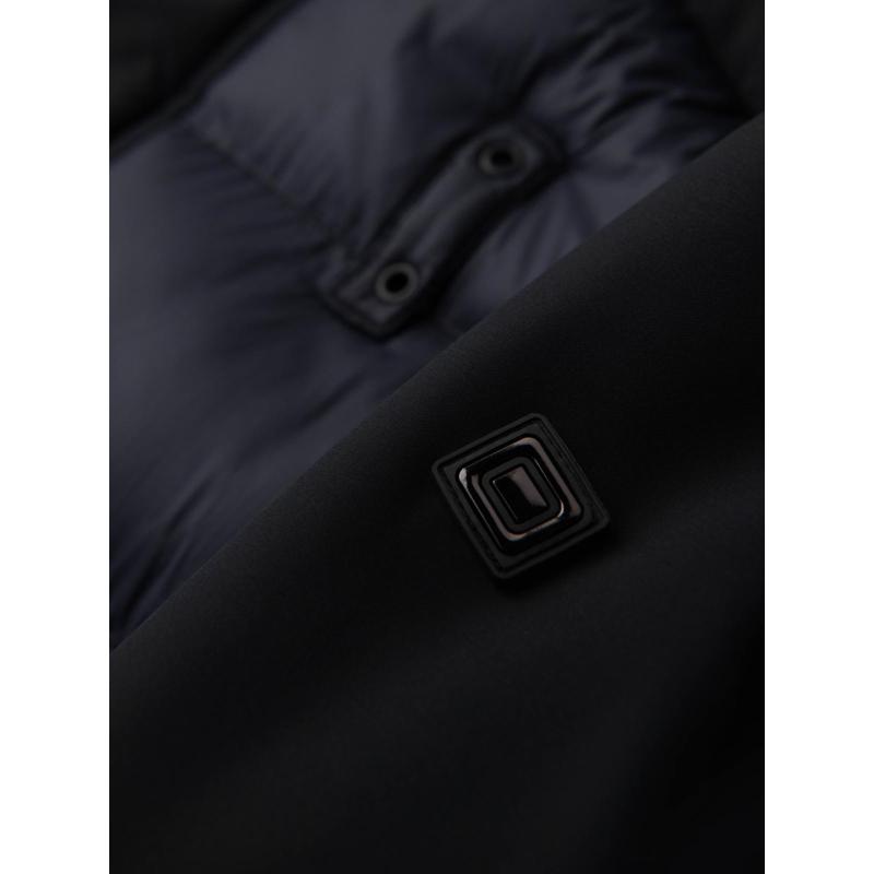 Pánská dlouhá prošívaná bunda s kapucí – černá V1 OM-JALJ-0264