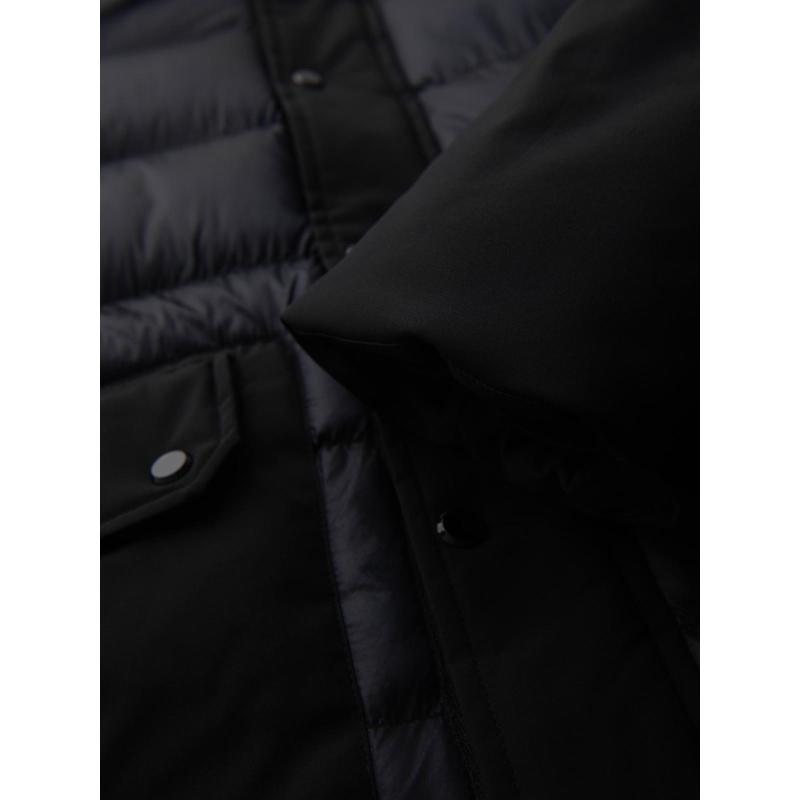 Pánská dlouhá prošívaná bunda s kapucí – černá V1 OM-JALJ-0264