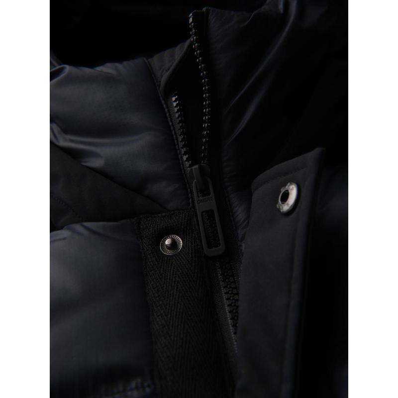 Pánská dlouhá prošívaná bunda s kapucí – černá V1 OM-JALJ-0264
