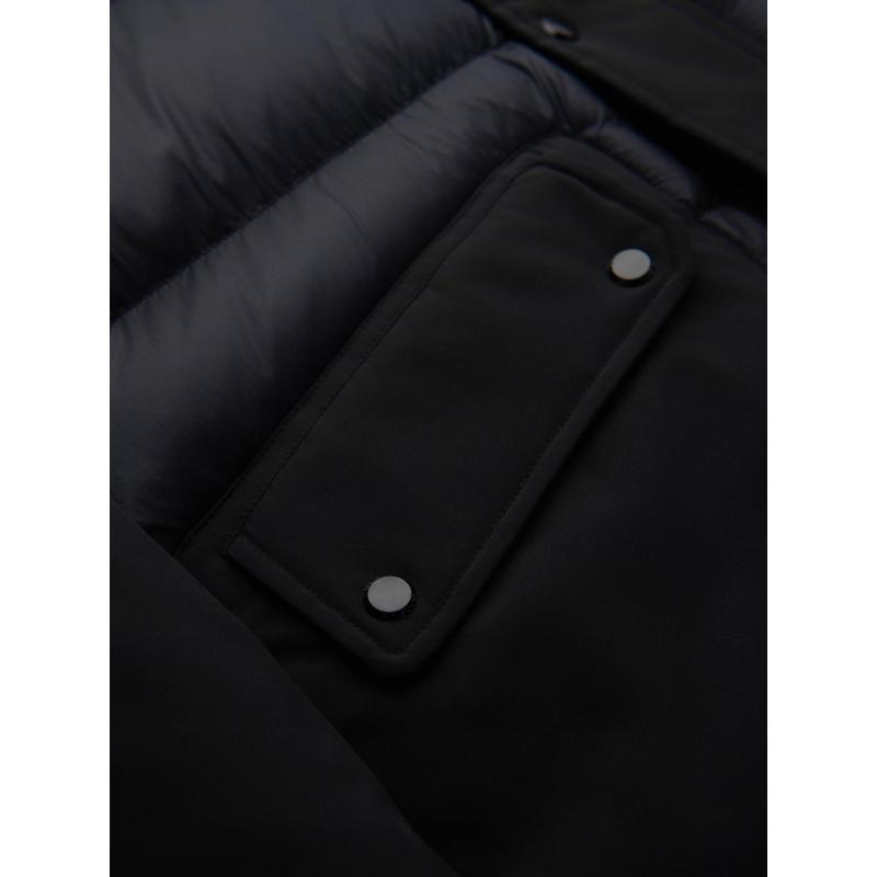 Pánská dlouhá prošívaná bunda s kapucí – černá V1 OM-JALJ-0264