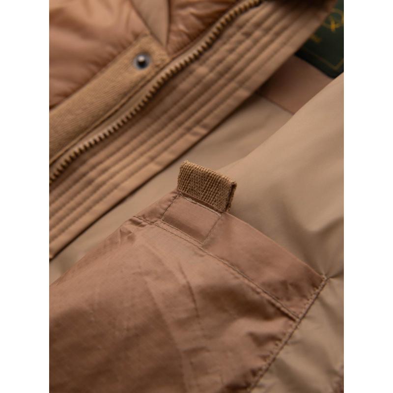 Dlouhá prošívaná pánská bunda s kapucí – šedá V2 OM-JALJ-0264