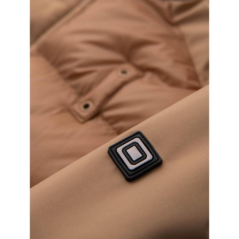 Dlouhá prošívaná pánská bunda s kapucí – šedá V2 OM-JALJ-0264