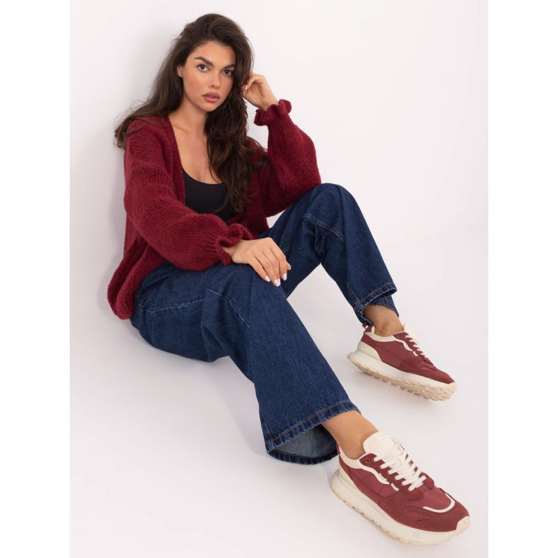 Burgundský dámsky oversized kardigán RUE PARIS