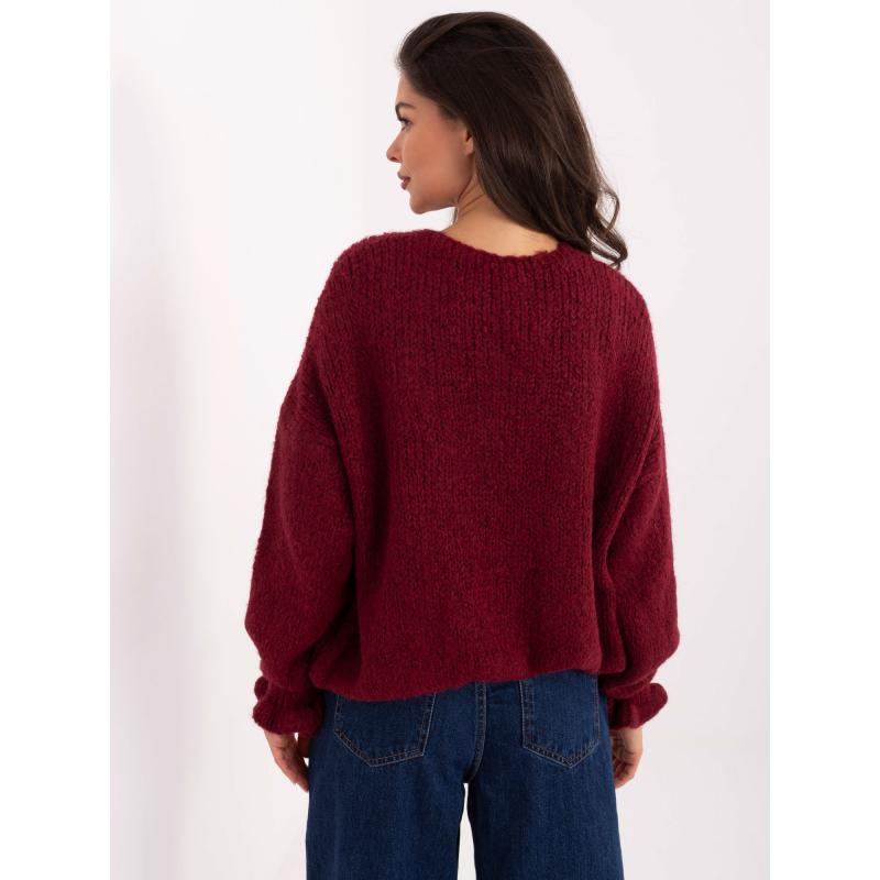 Burgundský dámsky oversized kardigán RUE PARIS