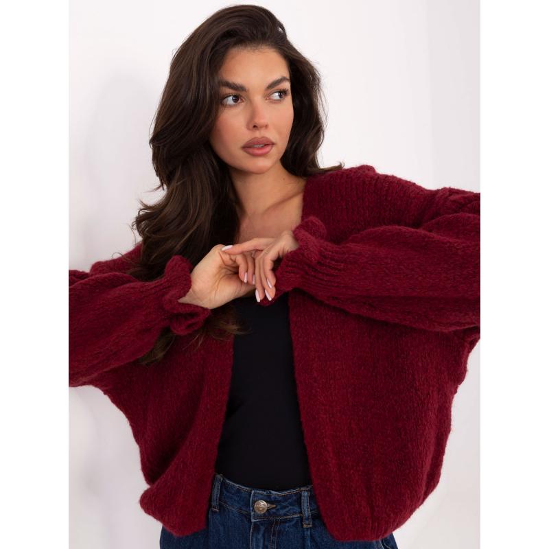 Burgundský dámsky oversized kardigán RUE PARIS