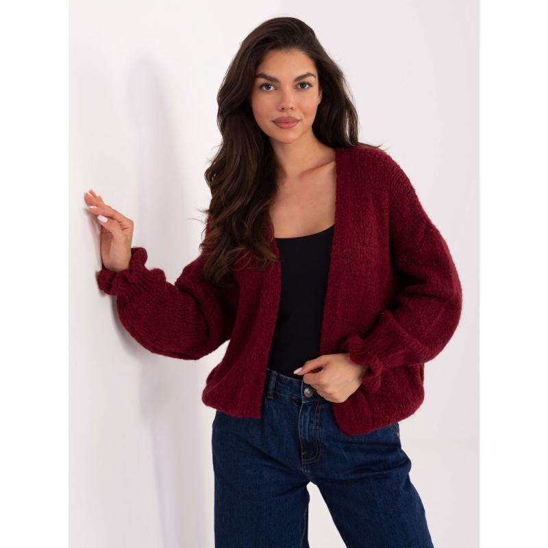 Burgundský dámsky oversized kardigán RUE PARIS