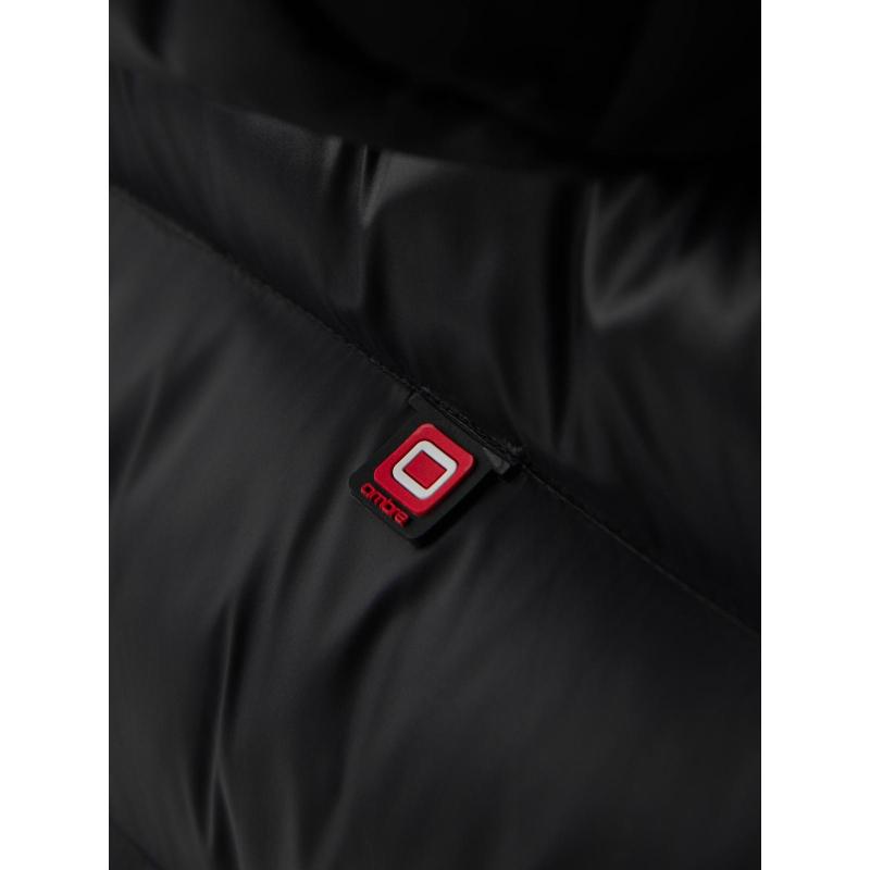 Dlouhá prošívaná pánská bunda s velkými kapsami – černá V1 OM-JALJ-0308