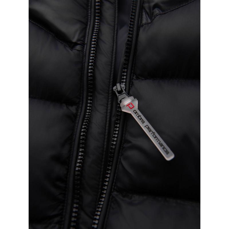 Dlouhá prošívaná pánská bunda s velkými kapsami – černá V1 OM-JALJ-0308