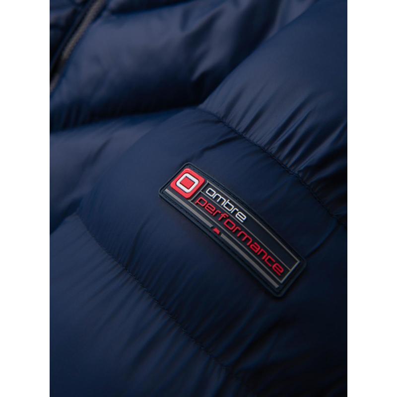 Dlouhá prošívaná pánská bunda s velkými kapsami – béžová V2 OM-JALJ-0308