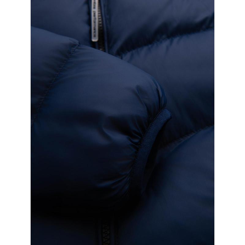 Dlouhá prošívaná pánská bunda s velkými kapsami – béžová V2 OM-JALJ-0308