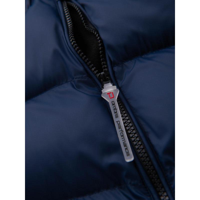 Dlouhá prošívaná pánská bunda s velkými kapsami – béžová V2 OM-JALJ-0308