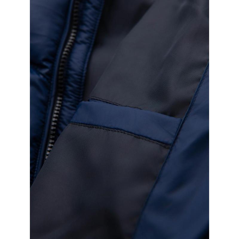 Dlouhá prošívaná pánská bunda s velkými kapsami – béžová V2 OM-JALJ-0308