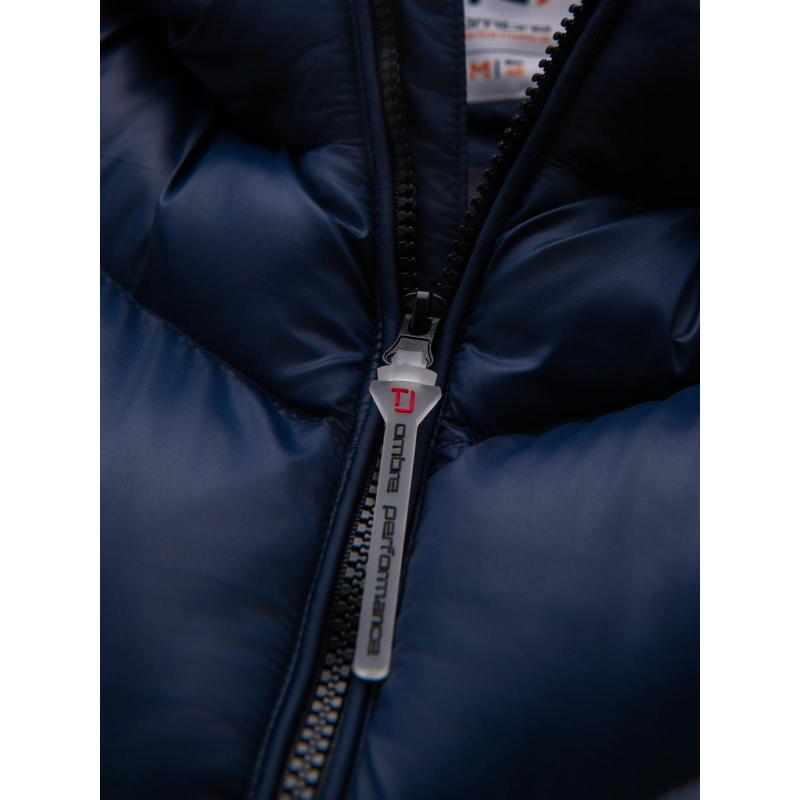 Dlouhá prošívaná pánská bunda s velkými kapsami – béžová V2 OM-JALJ-0308