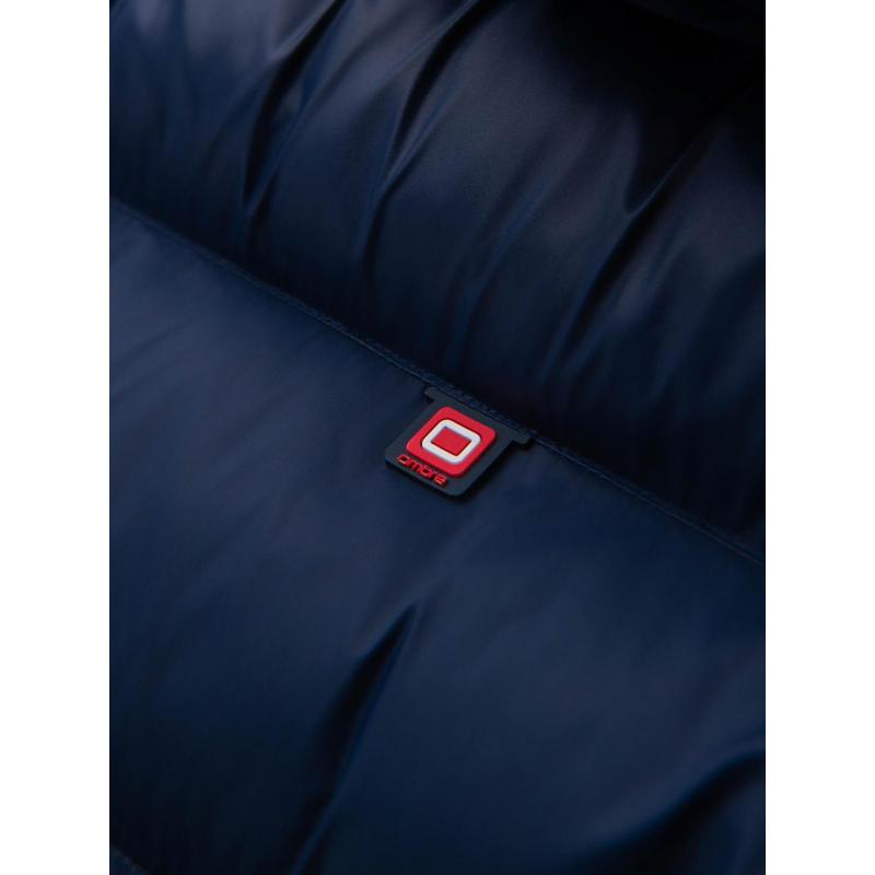 Dlouhá prošívaná pánská bunda s velkými kapsami – béžová V2 OM-JALJ-0308