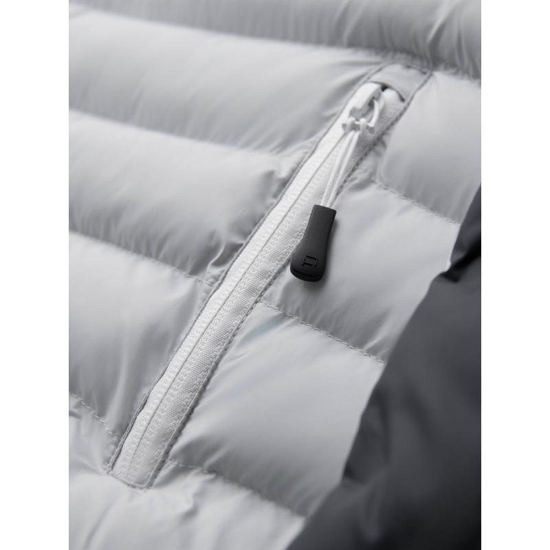 Moderní pánská prošívaná bunda z kombinovaných materiálů – tmavě modrá V2 OM-JAHP-0303