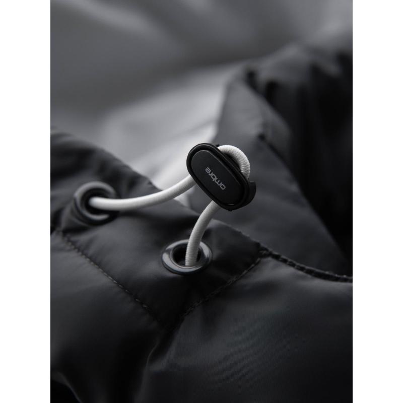 Moderní pánská prošívaná bunda z kombinovaných materiálů – tmavě modrá V2 OM-JAHP-0303