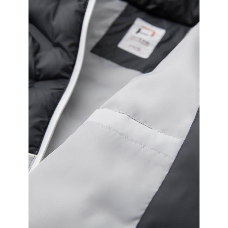 Moderní pánská prošívaná bunda z kombinovaných materiálů – tmavě modrá V2 OM-JAHP-0303