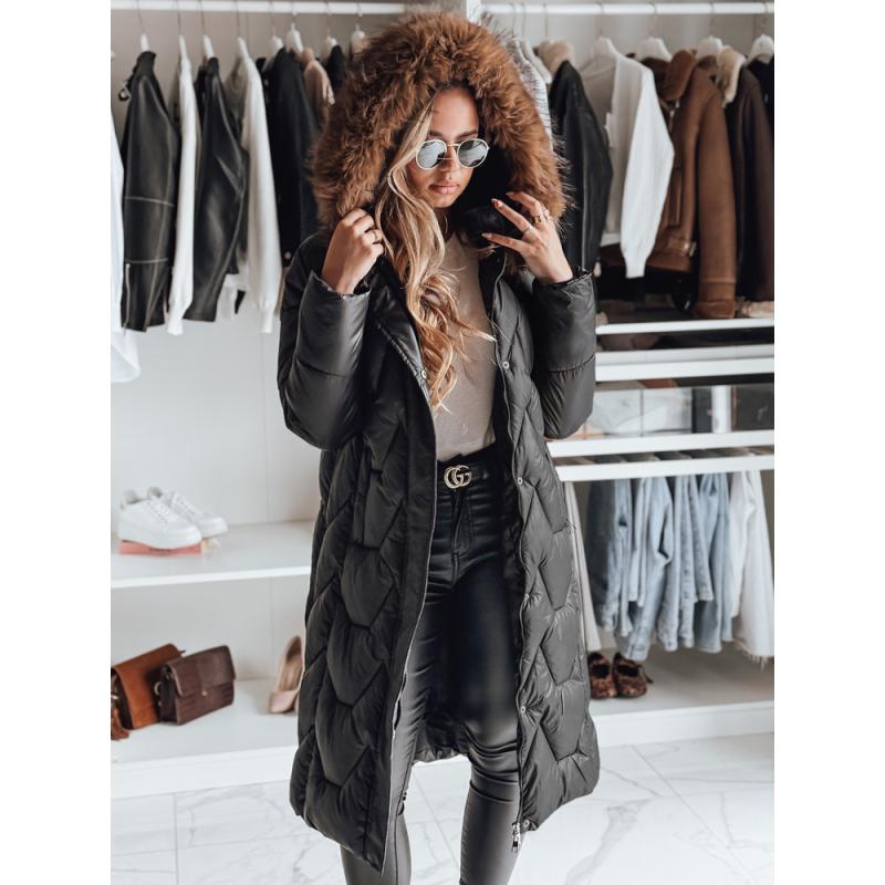 Dámska prešívaná dlhá bunda WINTERACT, čierna