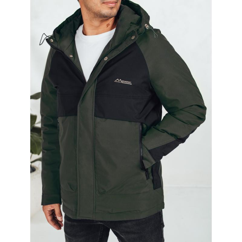 Férfi téli kabát kapucnival, fekete