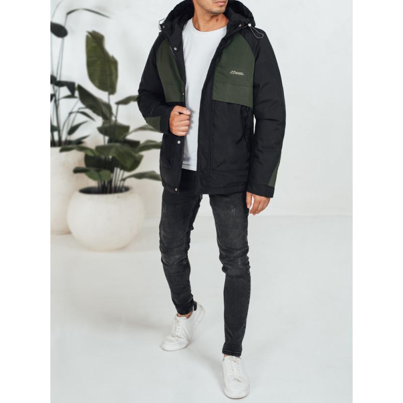 Pánska zimná bunda s kapucňou, zelená