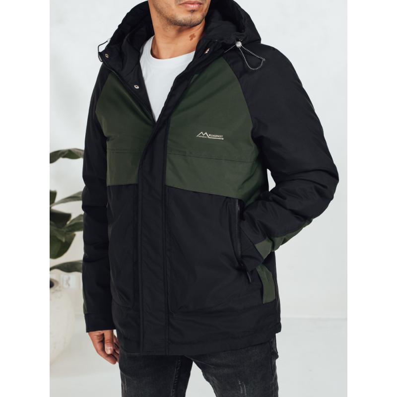 Pánska zimná bunda s kapucňou, zelená