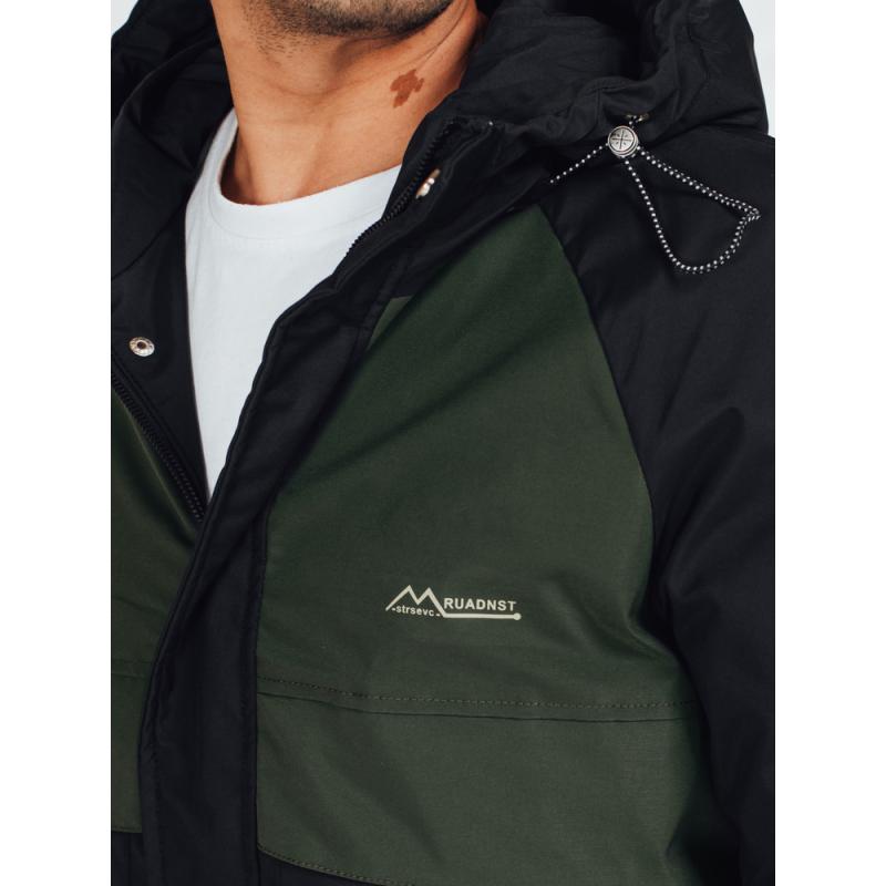 Pánska zimná bunda s kapucňou, zelená