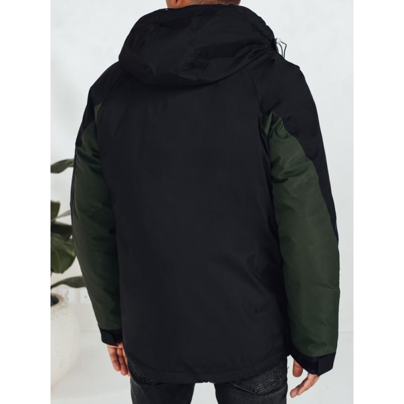 Pánska zimná bunda s kapucňou, zelená
