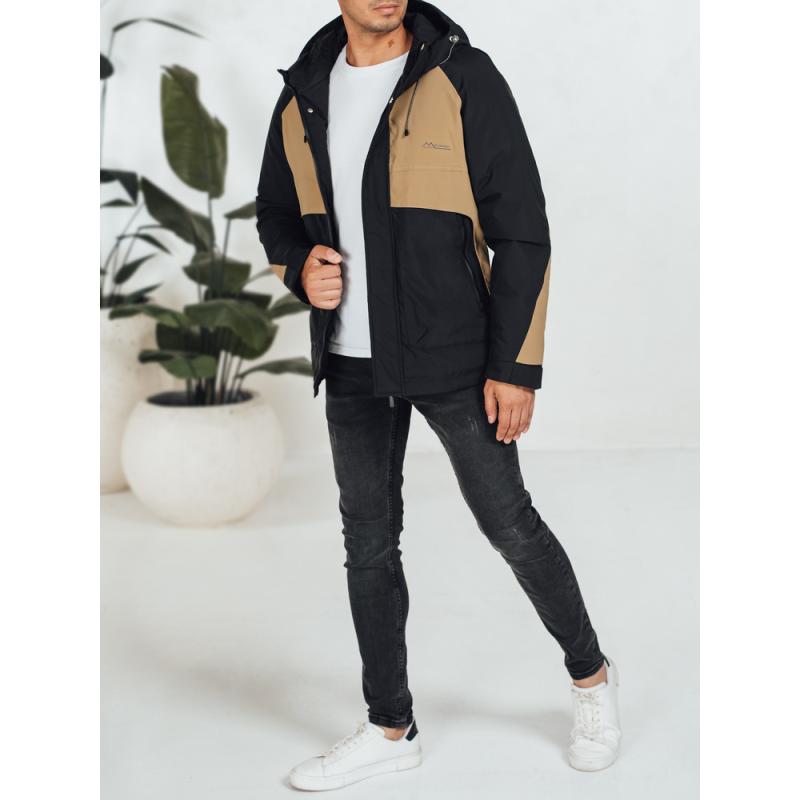 Férfi téli kabát kapucnival, bézs