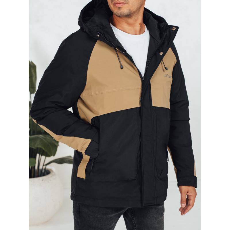 Férfi téli kabát kapucnival, bézs