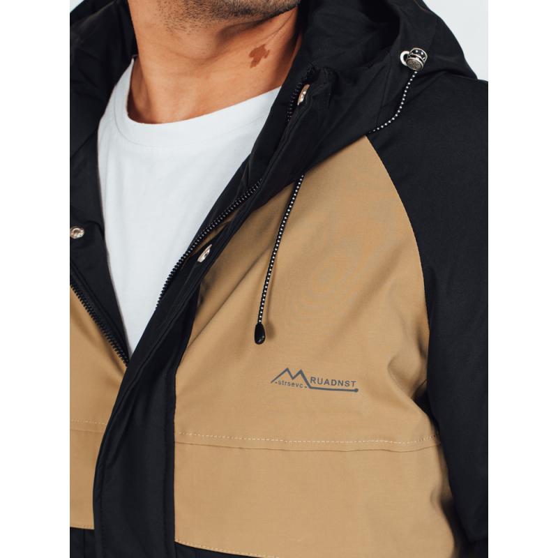 Férfi téli kabát kapucnival, bézs