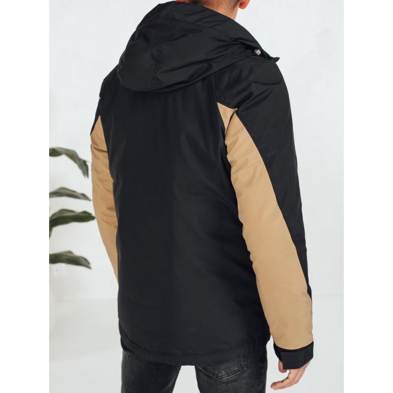 Férfi téli kabát kapucnival, bézs