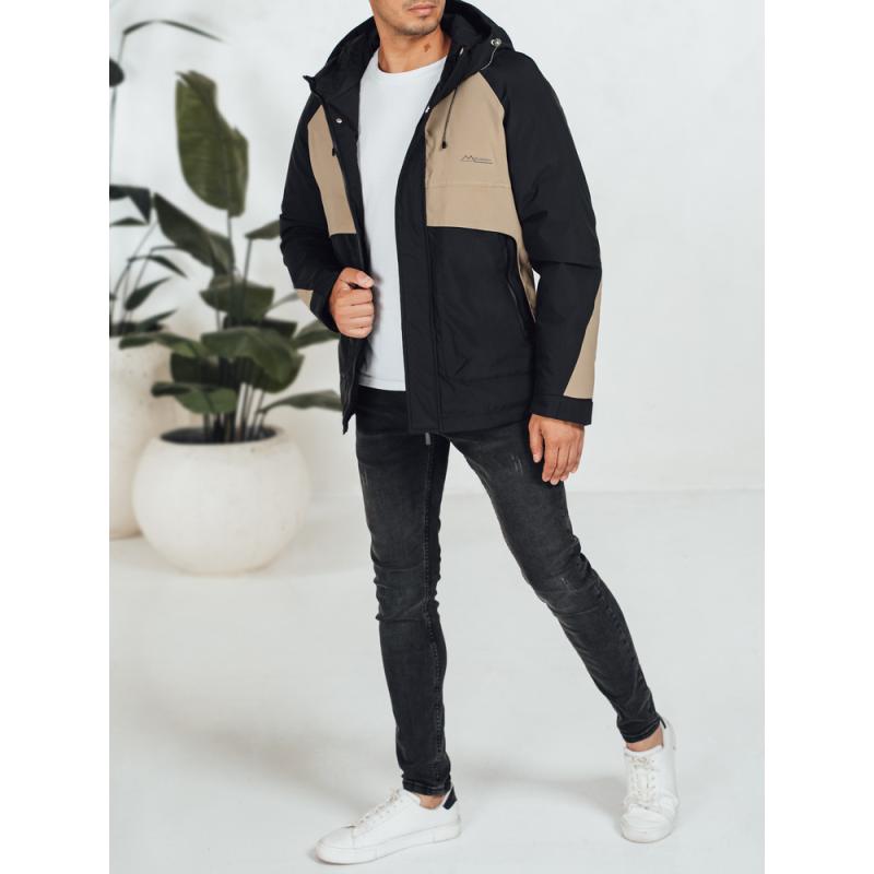 Férfi téli kabát kapucnival, bézs