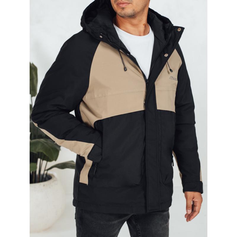 Férfi téli kabát kapucnival, bézs
