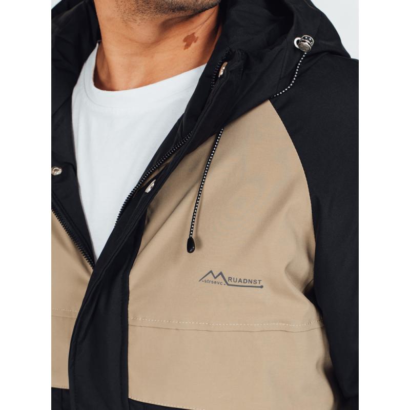 Férfi téli kabát kapucnival, bézs