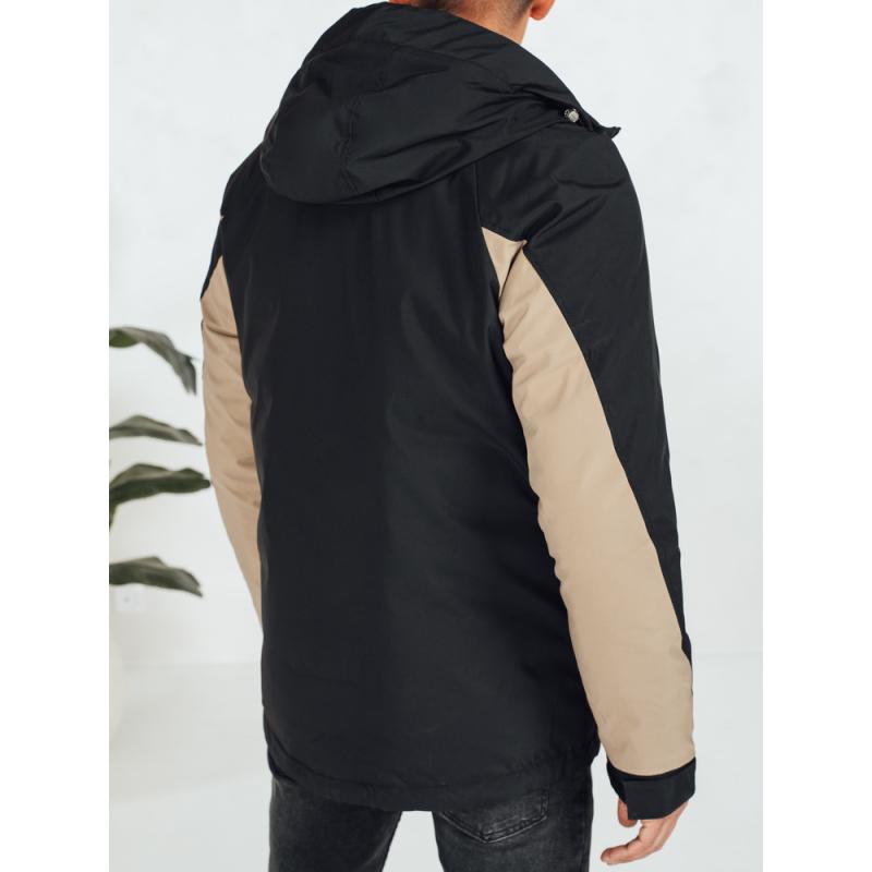 Férfi téli kabát kapucnival, bézs