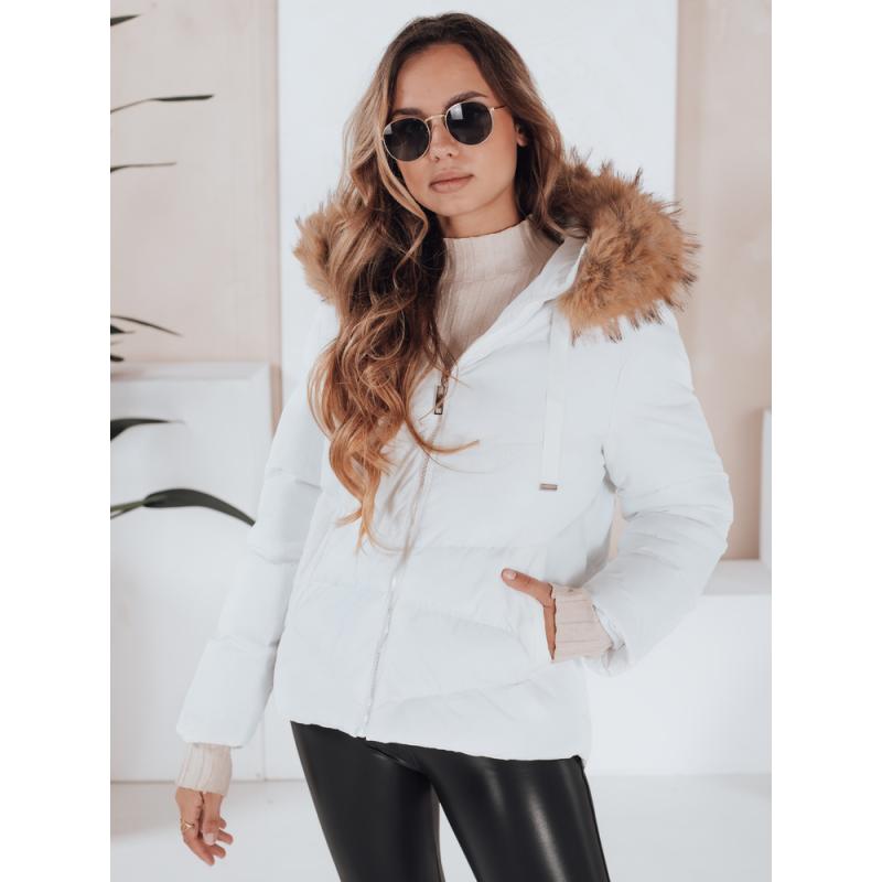 Dámska prešívaná zimná bunda, biela