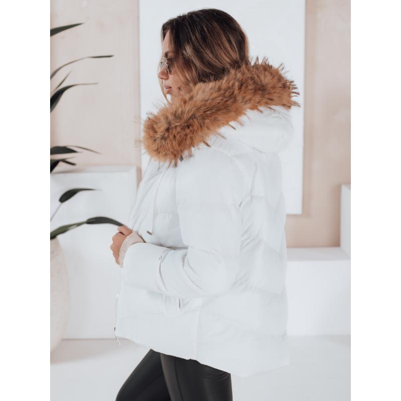 Dámska prešívaná zimná bunda, biela