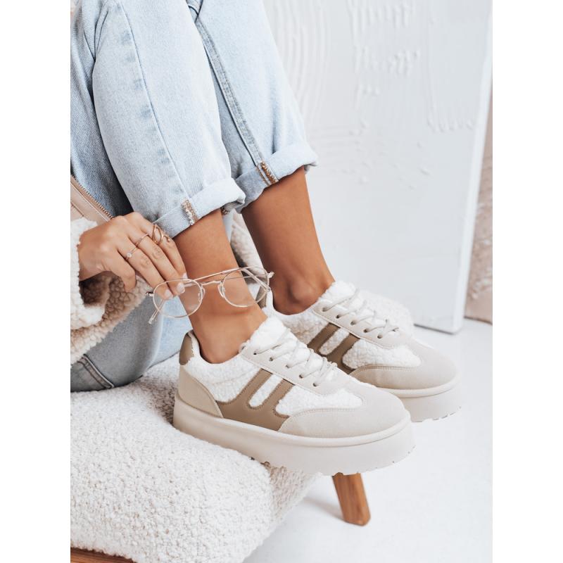 Női szigetelt platform tornacipő bézs színű