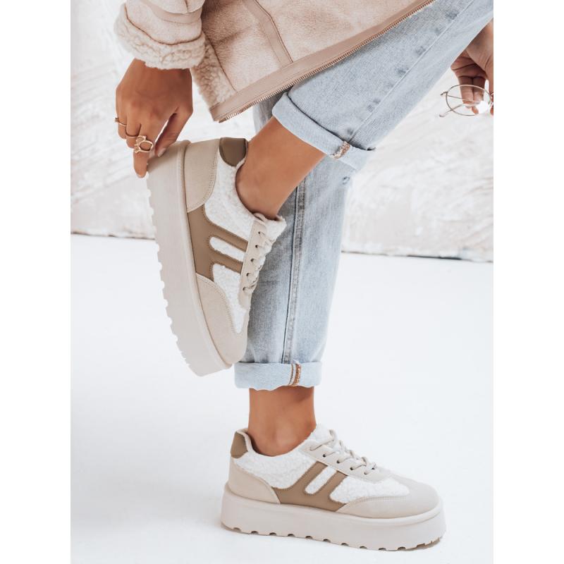 Női szigetelt platform tornacipő bézs színű